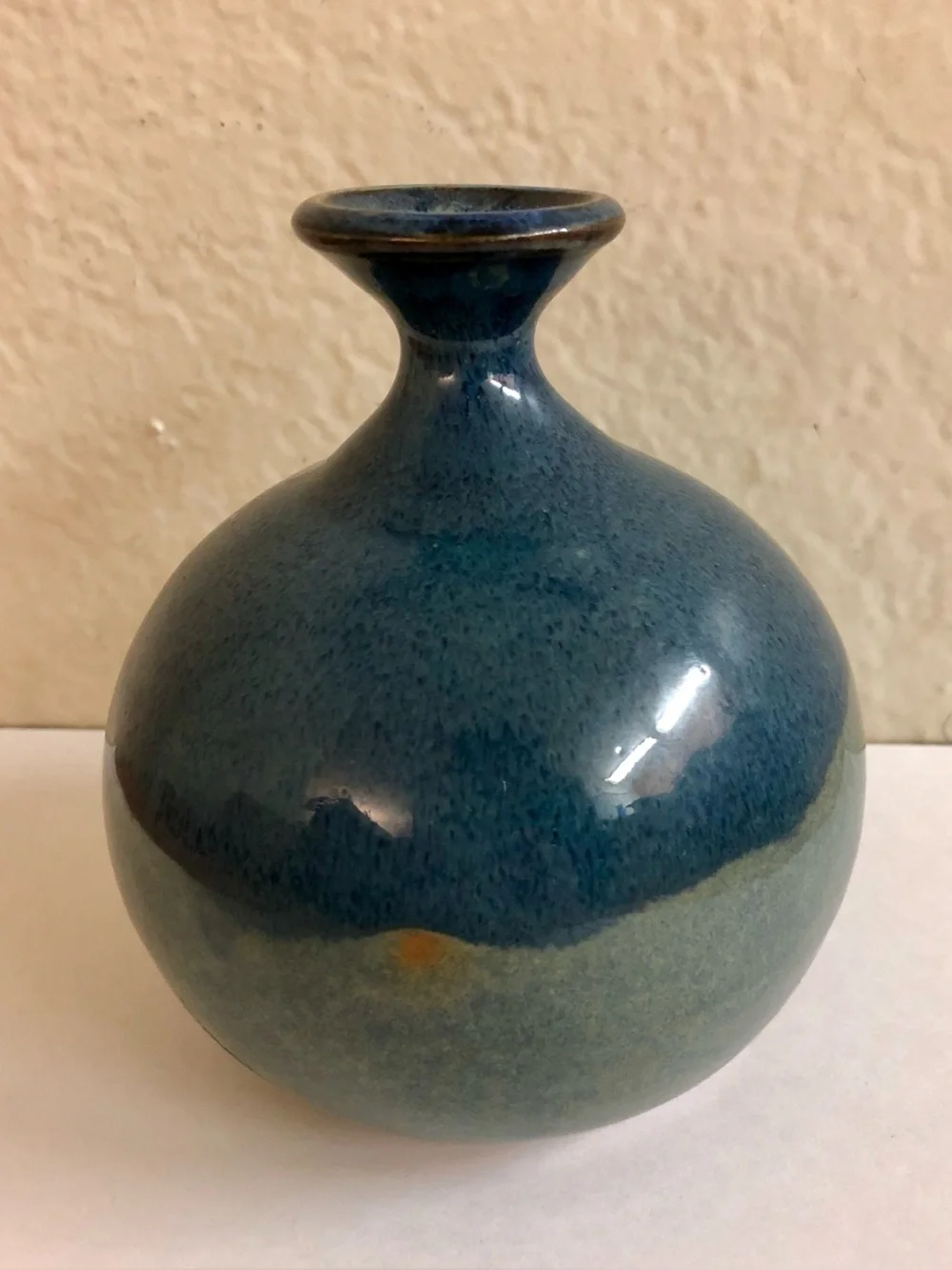 Handmade Blue Ceramic Decorative Vase Signed.